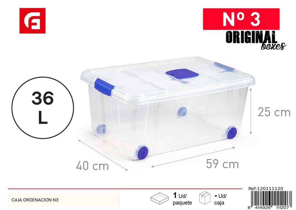 Caja de ordenación N3 de plástico para almacenamiento hogar