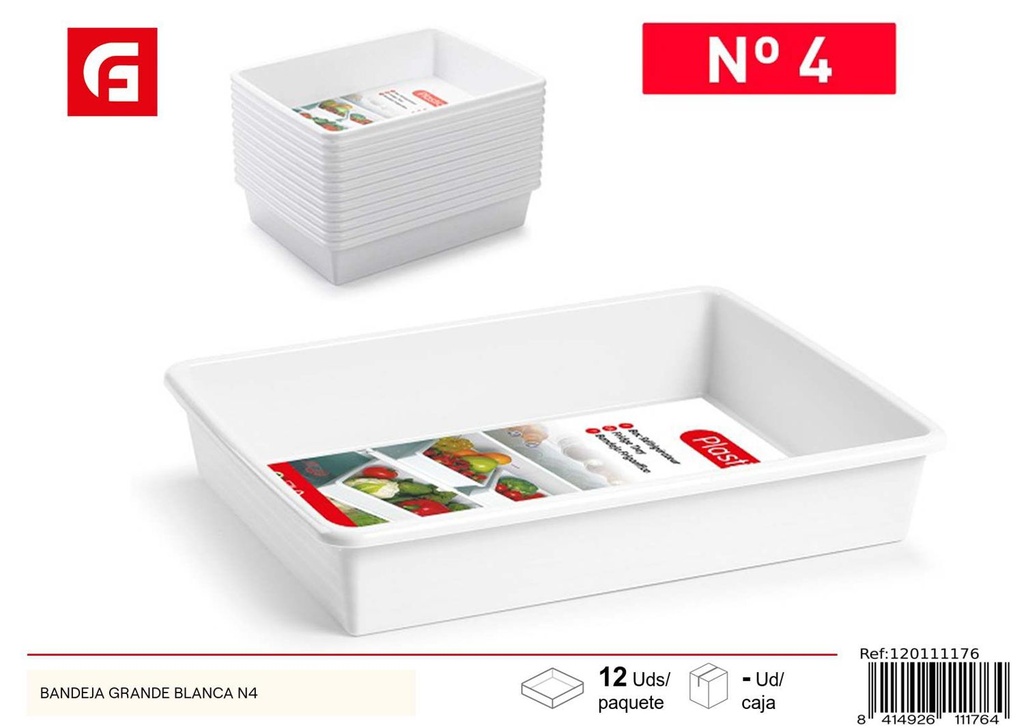 Bandeja grande blanca N4 - Plástico para cocina