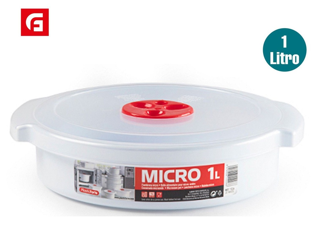 Fiambreda micro 1L redonda baja - Utensilios de cocina y fiambreras