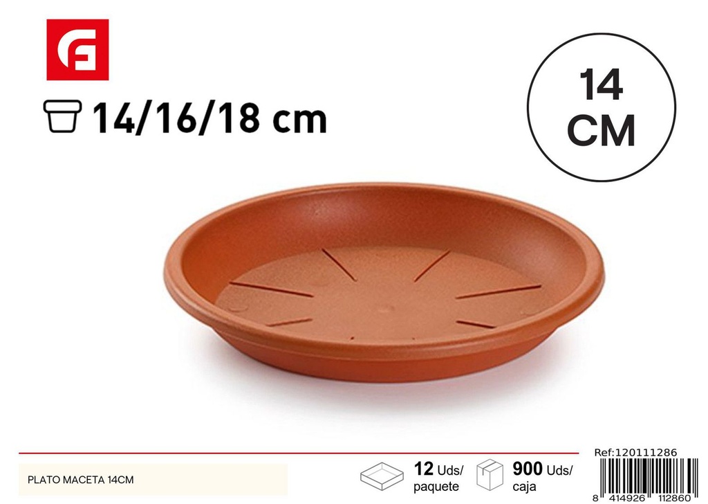 Plato para macetas 14cm para jardinería