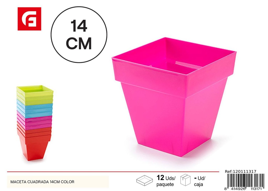 Maceta cuadrada de plástico 14CM - Macetas y jardinería