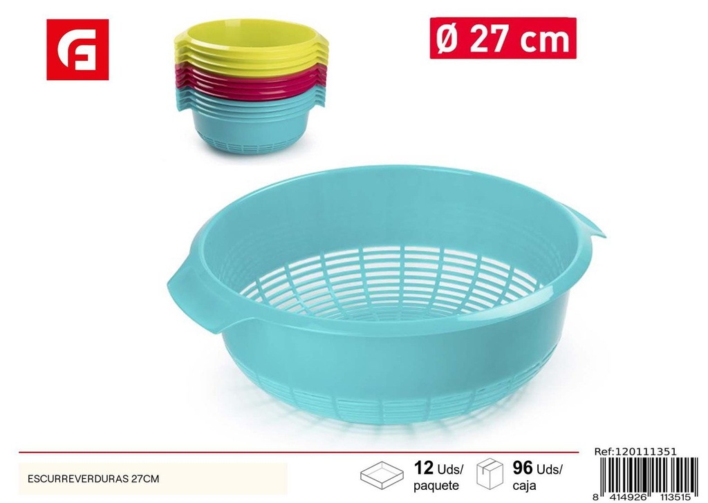 Escurreverduras plástico 27cm para cocina