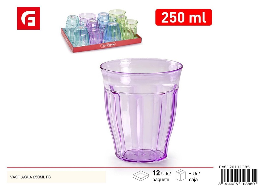 Vaso de agua plástico 250ml PS