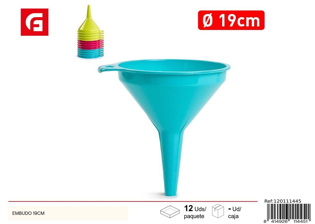 Embudo 19cm plástico para cocina