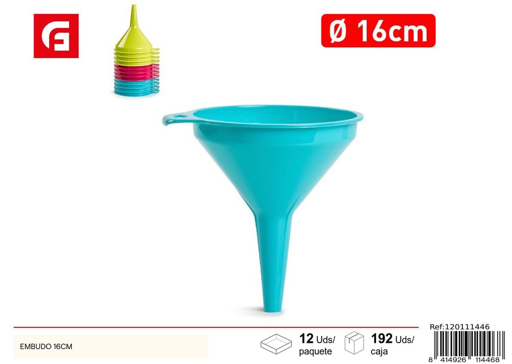 Embudo de plástico 16cm para cocina