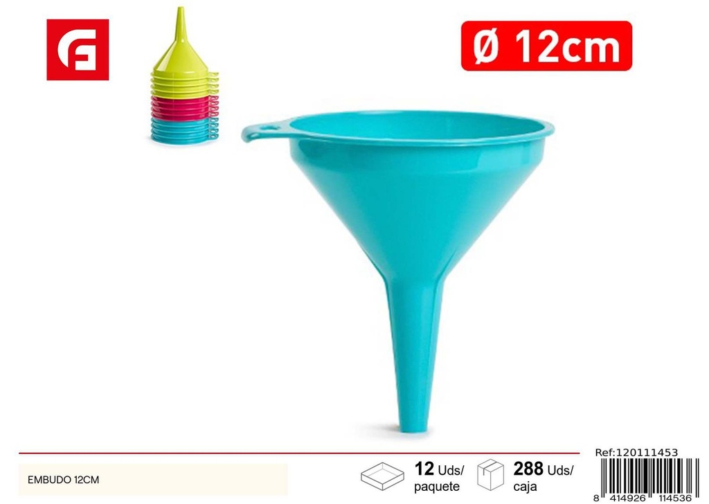 Embudo de plástico 12cm para cocina