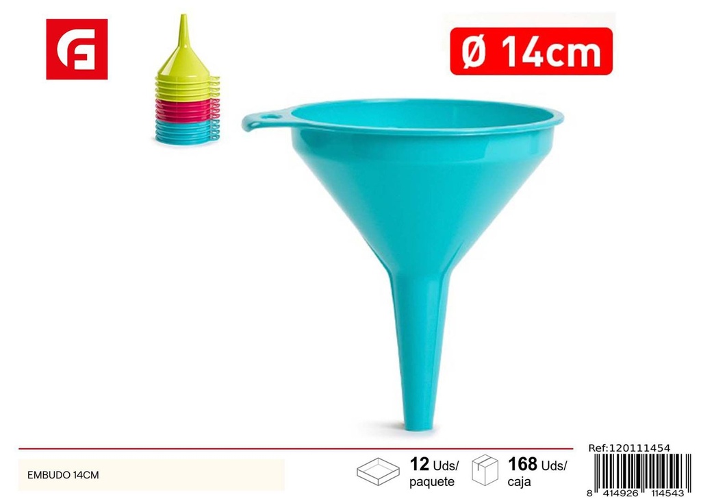 Embudo plástico 14cm para cocina