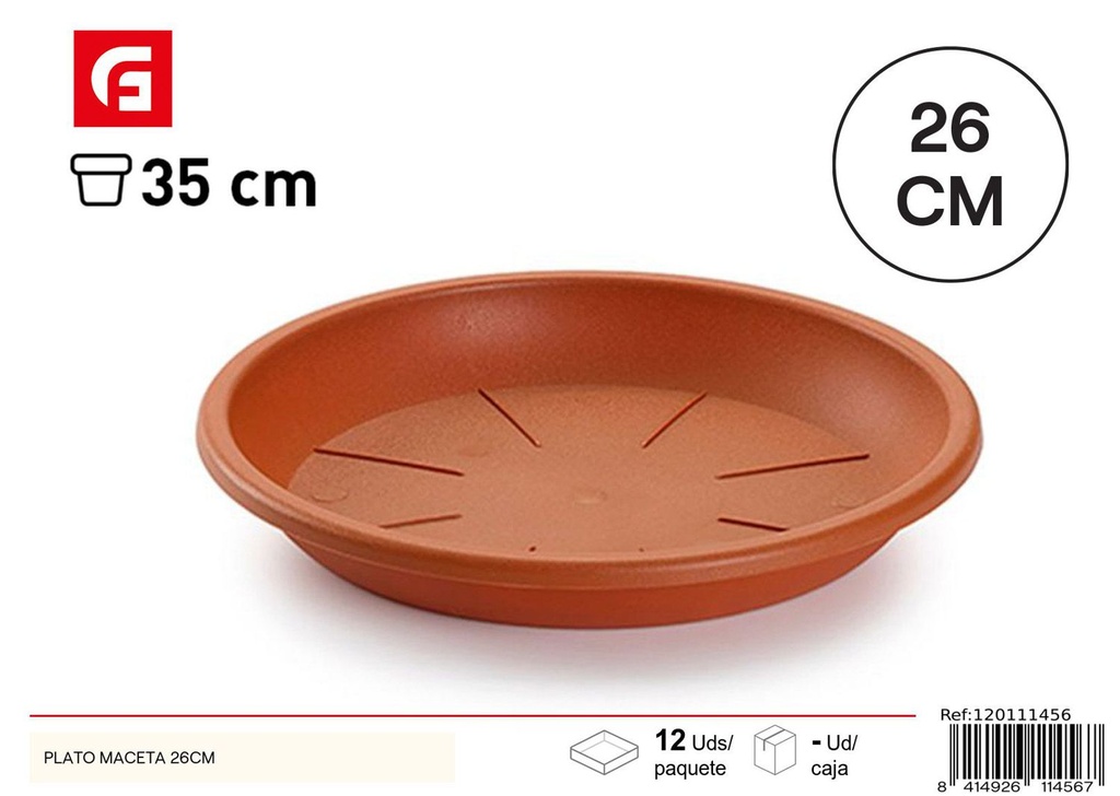 Plato maceta 26cm para jardín