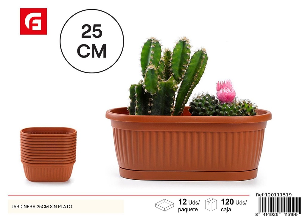 Jardinera de plástico 25cm sin plato para plantas