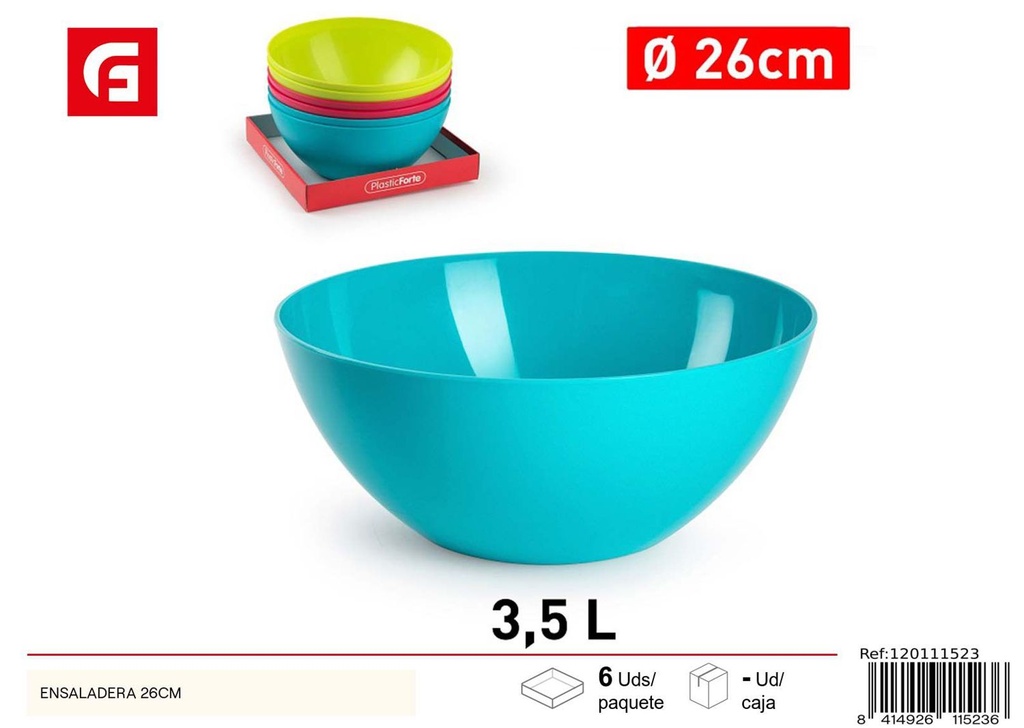 Ensaladera de plástico 26cm para cocina