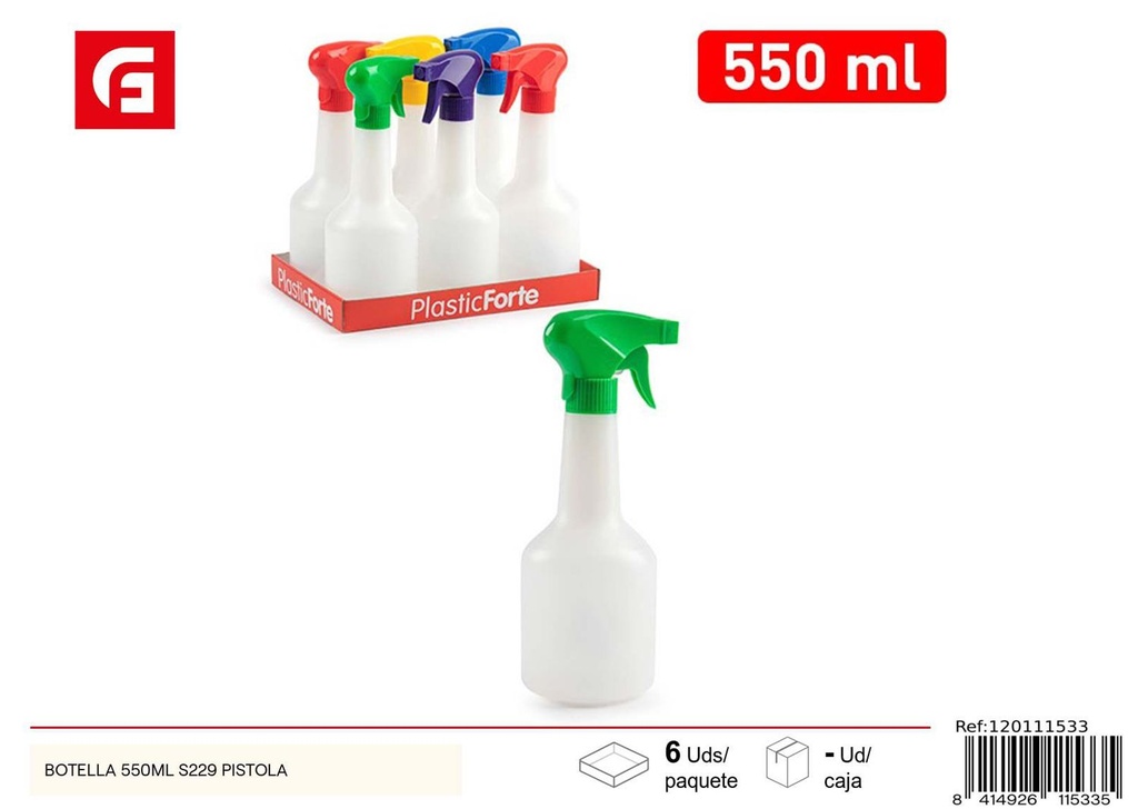 Botella de plástico 550ml con pulverizador