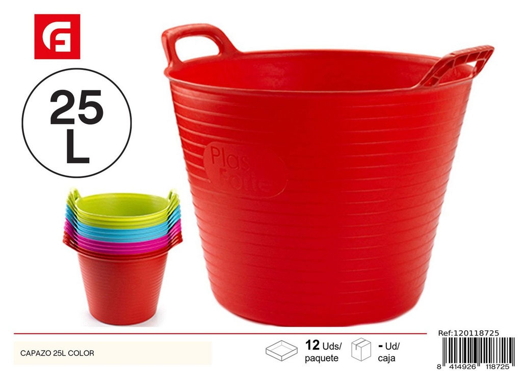 Capazo de plástico 25L color, almacenamiento hogar