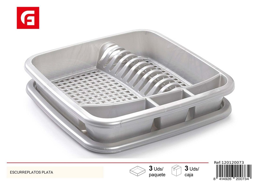 Escurreplatos de plástico plata - Utensilios de cocina