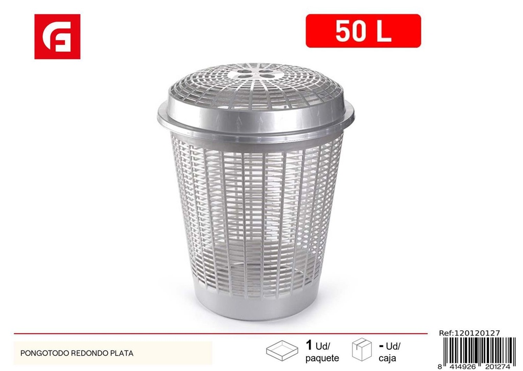 Pongotodo redondo plata 50L - Organización del hogar