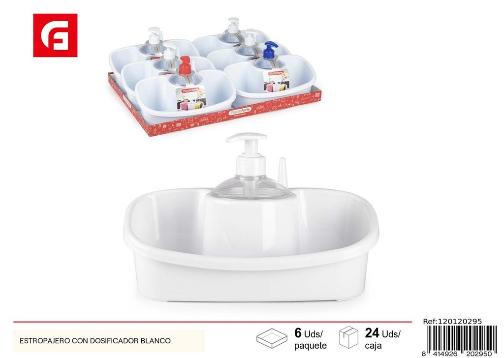 Estropajero con dosificador blanco - Utensilios de cocina