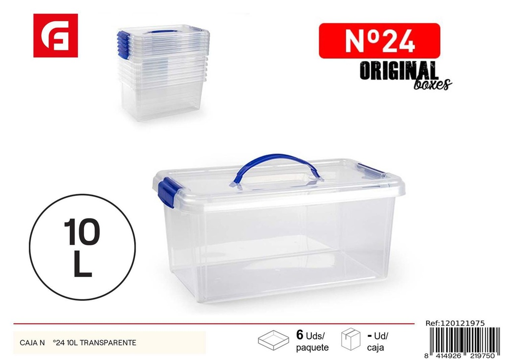 Caja transparente con manija 10L - Almacenaje plástico