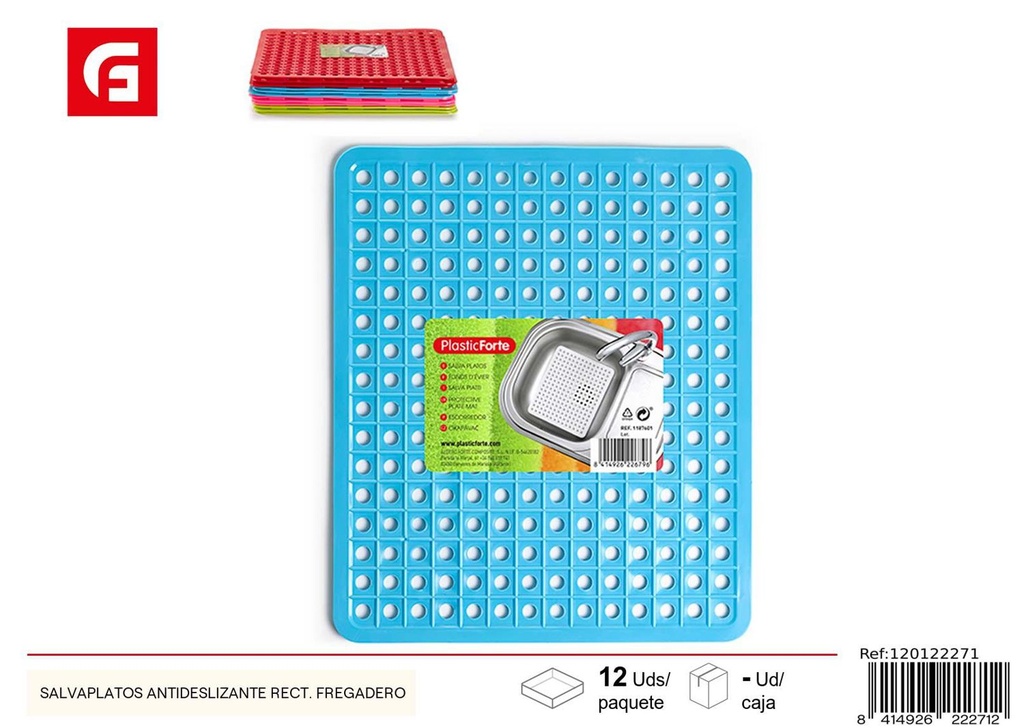 Salvaplatos antideslizante rectangular fregadero