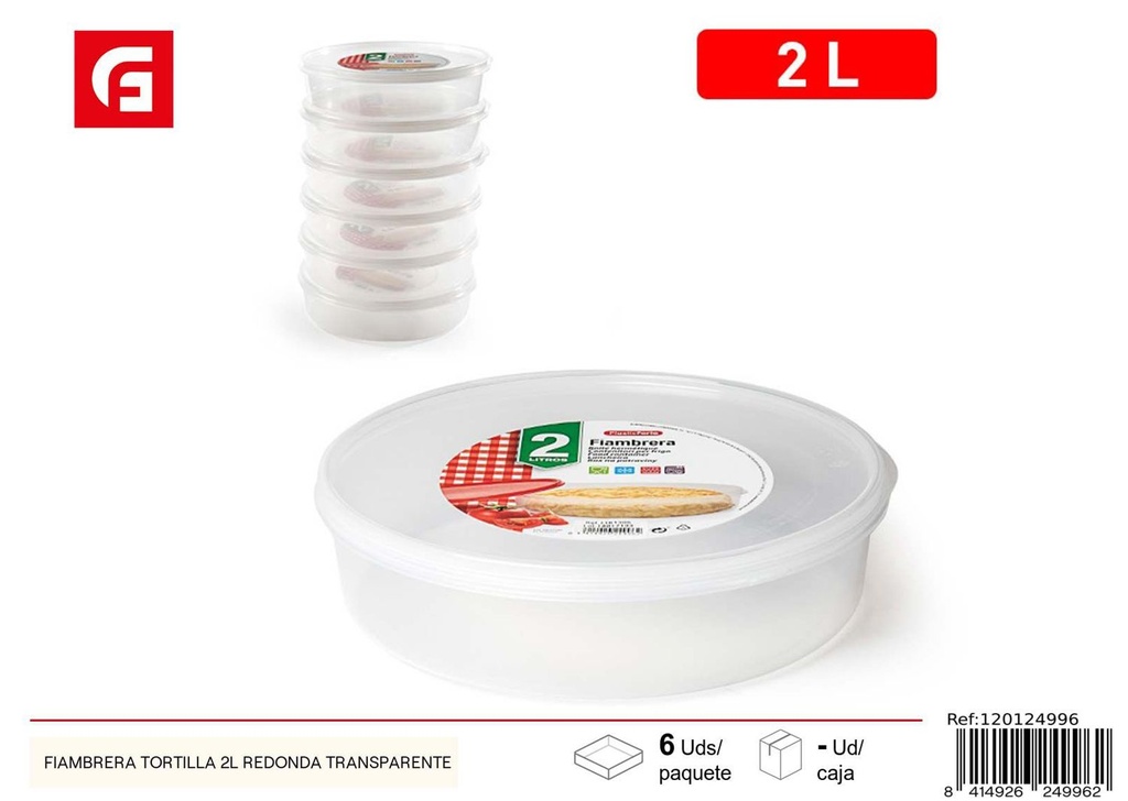  fiambrera redonda transparente 2L - Utensilios de cocina