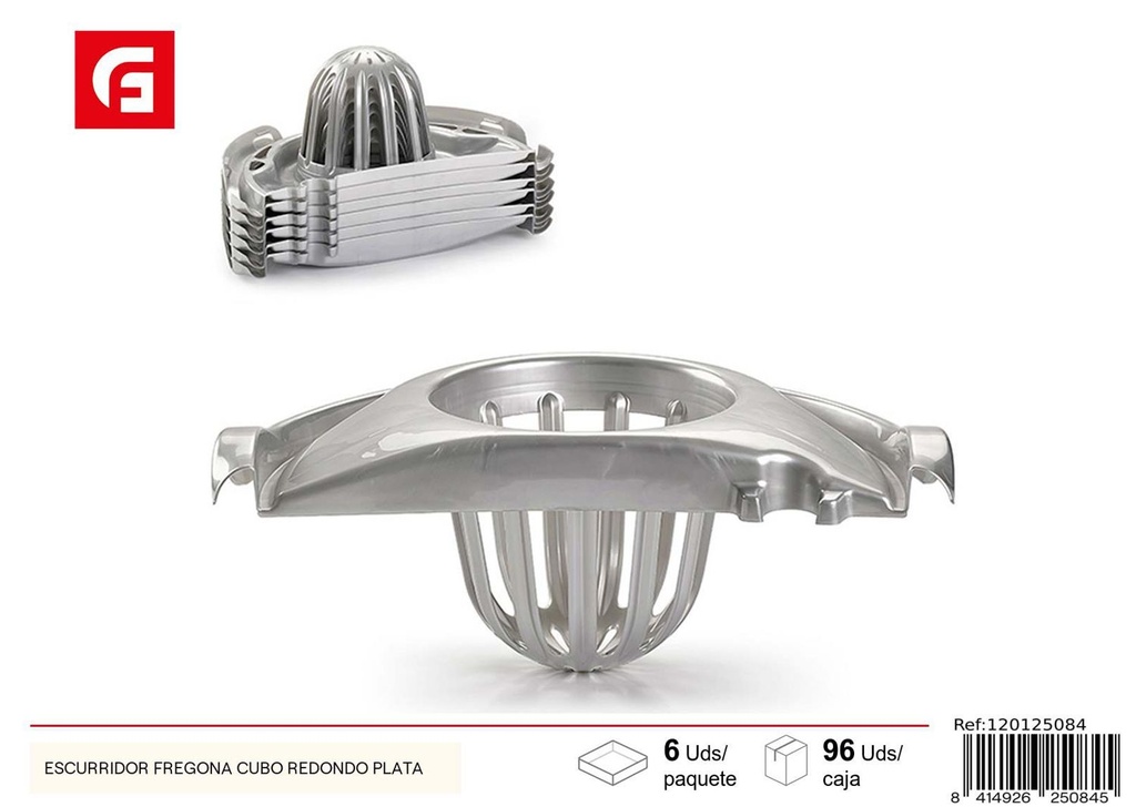 Escurridor de fregona cubo redondo plata - Accesorio de limpieza