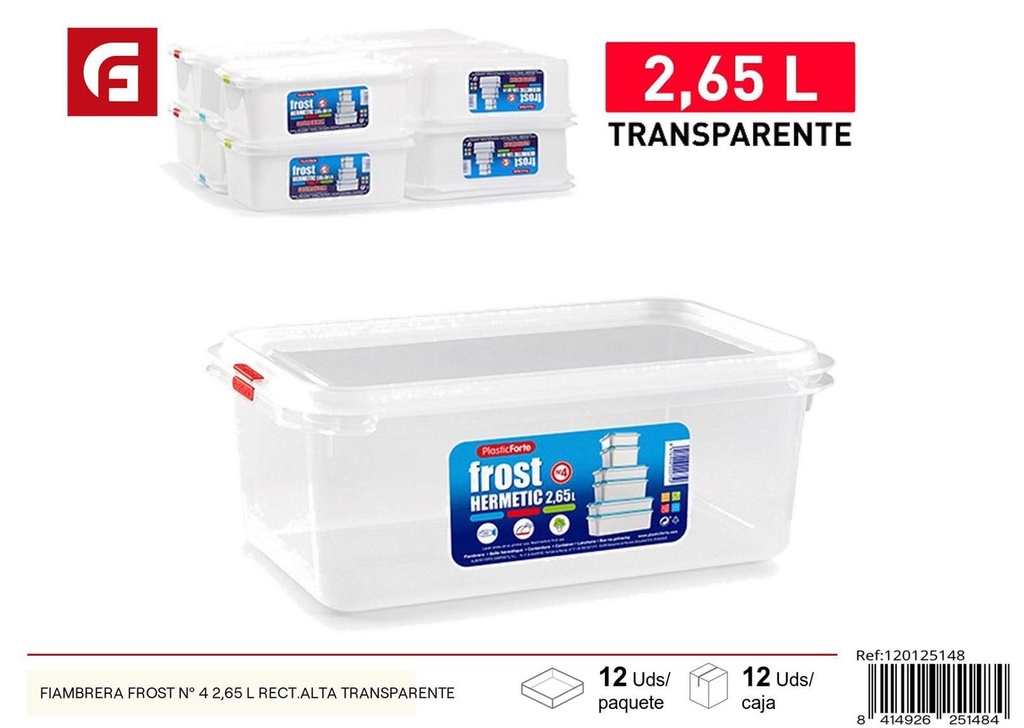 Fiambrera transparente grande Frost Nº 4 de 2.65L