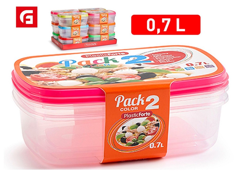 Pack 2 fiambreras color 0.7L - Utensilios de cocina y fiambreras