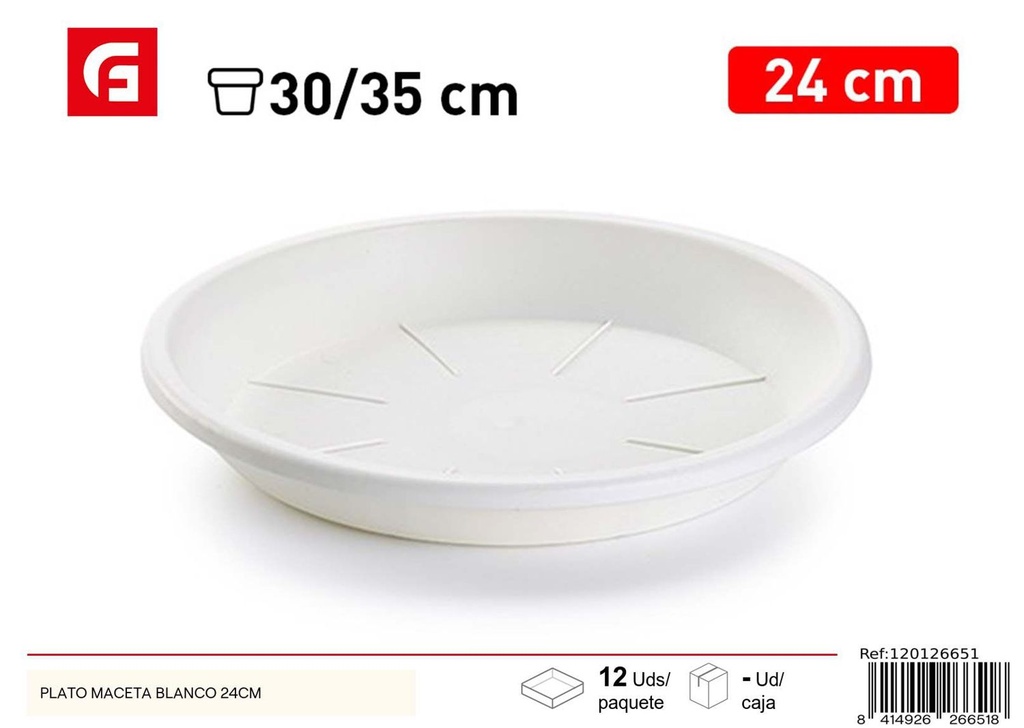 Plato para maceta blanco 24cm