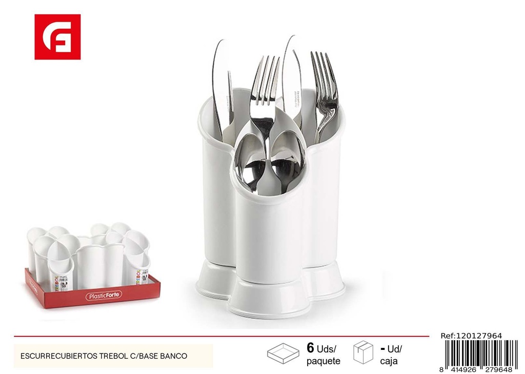 Escurre cubiertos trébol con base - Utensilios de cocina