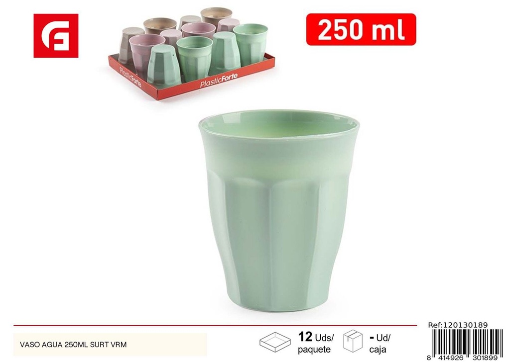 Vaso de plástico 250ml para agua y bebidas