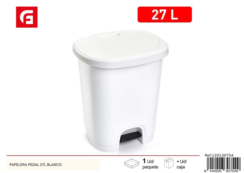 Papelería pedal 27L blanca - Accesorios de limpieza