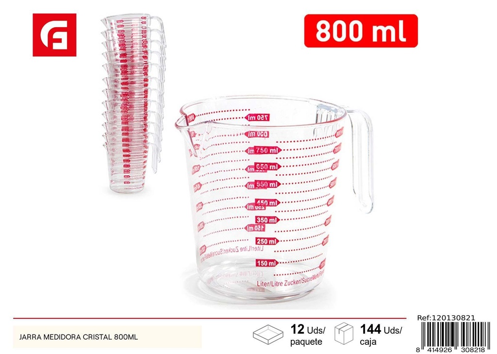 Jarra medidora de cristal 800 ml - Utensilios de cocina