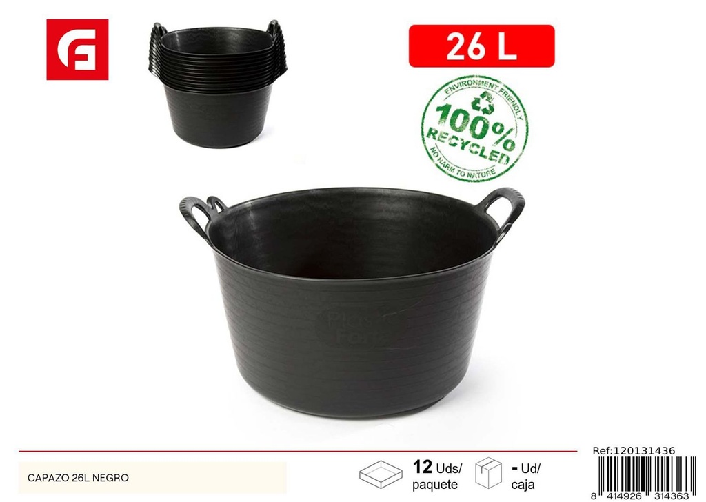 Cubo negro de 26L - Almacenamiento y organización