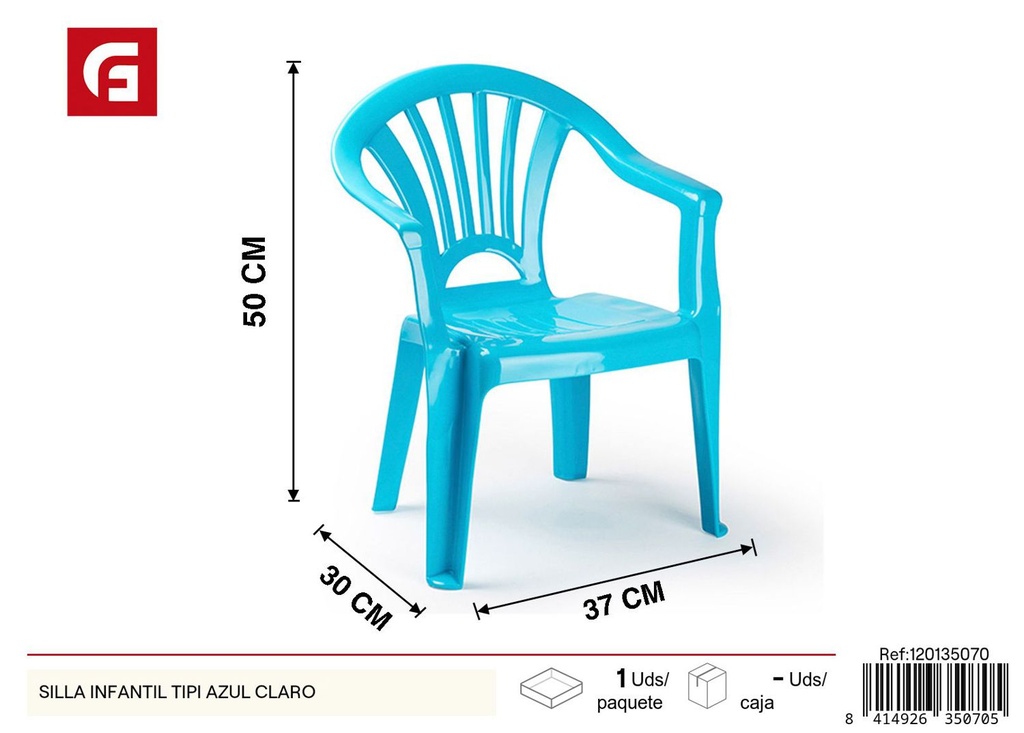 Silla infantil Tipi azul claro para habitaciones y juegos