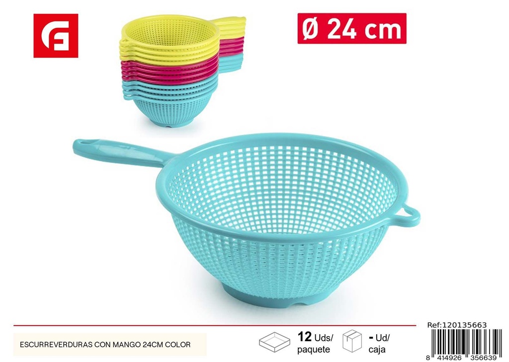 Escurridor de verduras con mango 24 cm - Utensilios de cocina de plástico