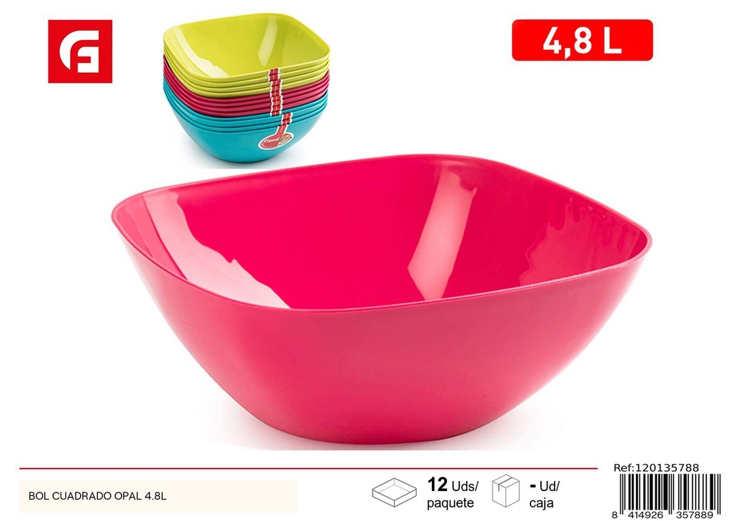 Bol cuadrado opal 4.8L - Platos y ensaladeras de plástico