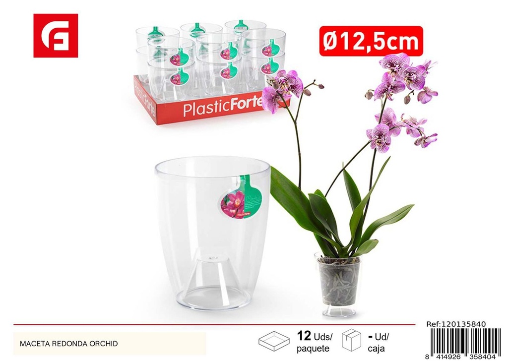 Maceta redonda Orchid de plástico para plantas