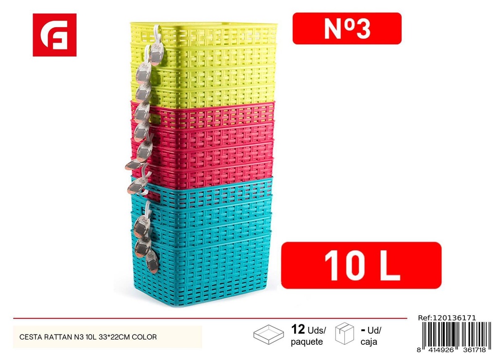 Cesta de ratán N3 10L 33*22cm - Almacenamiento en plástico