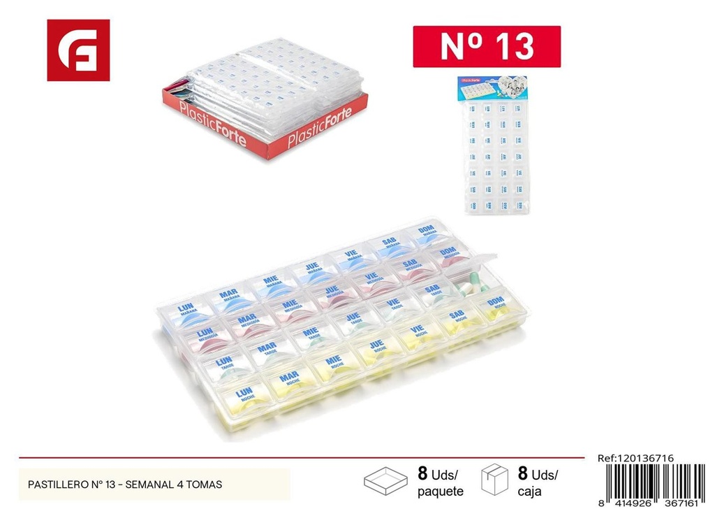 Pastillero semanal 4 tomas