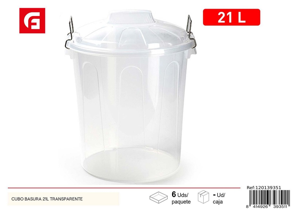 Cubo de basura transparente 21L