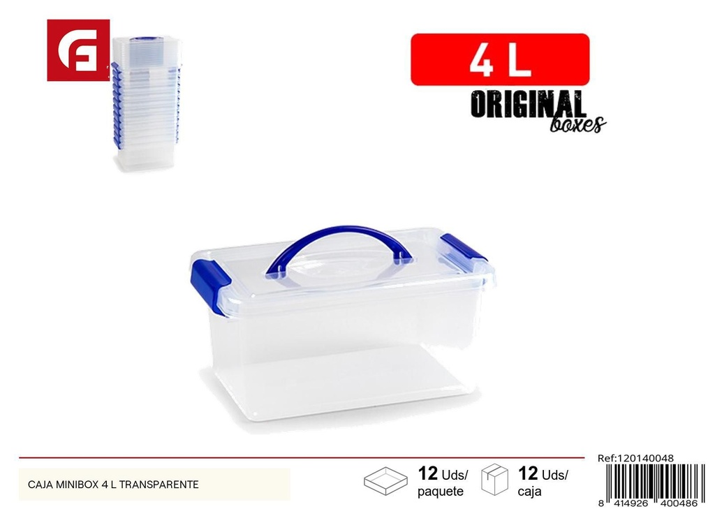 Caja minibloque 4L transparente - Plástico de uso doméstico