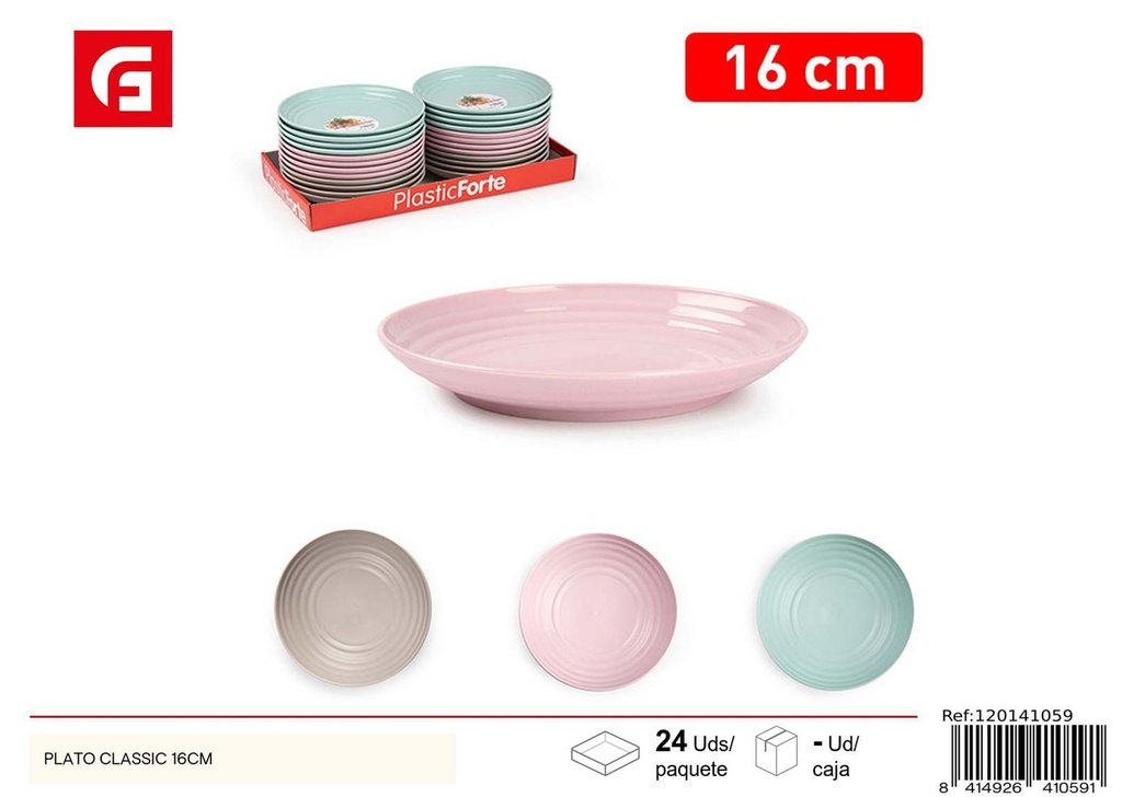 Plato plástico clásico 16cm para cocina