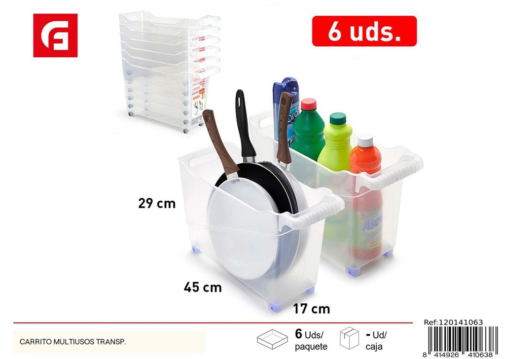 Carrito multiusos transparente - Organización y almacenamiento en el hogar