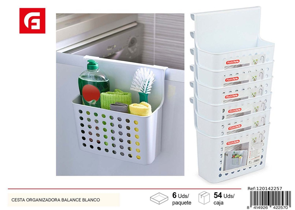 Cesta organizadora colgante blanca - Plástico de uso doméstico