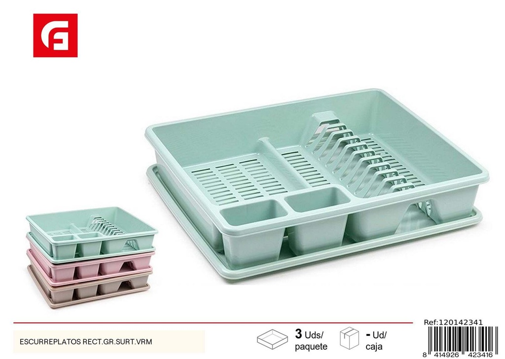 Escurreplatos rectangular grande surtido para cocina