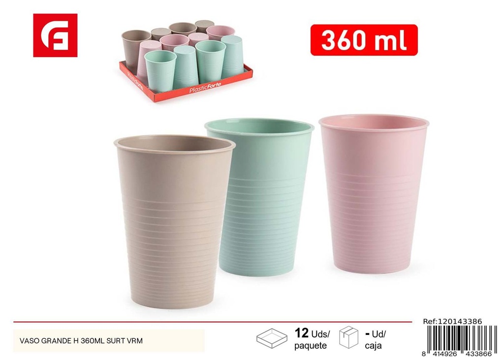 Vaso Grande H 360ml Surt VRM - Vasos de plástico