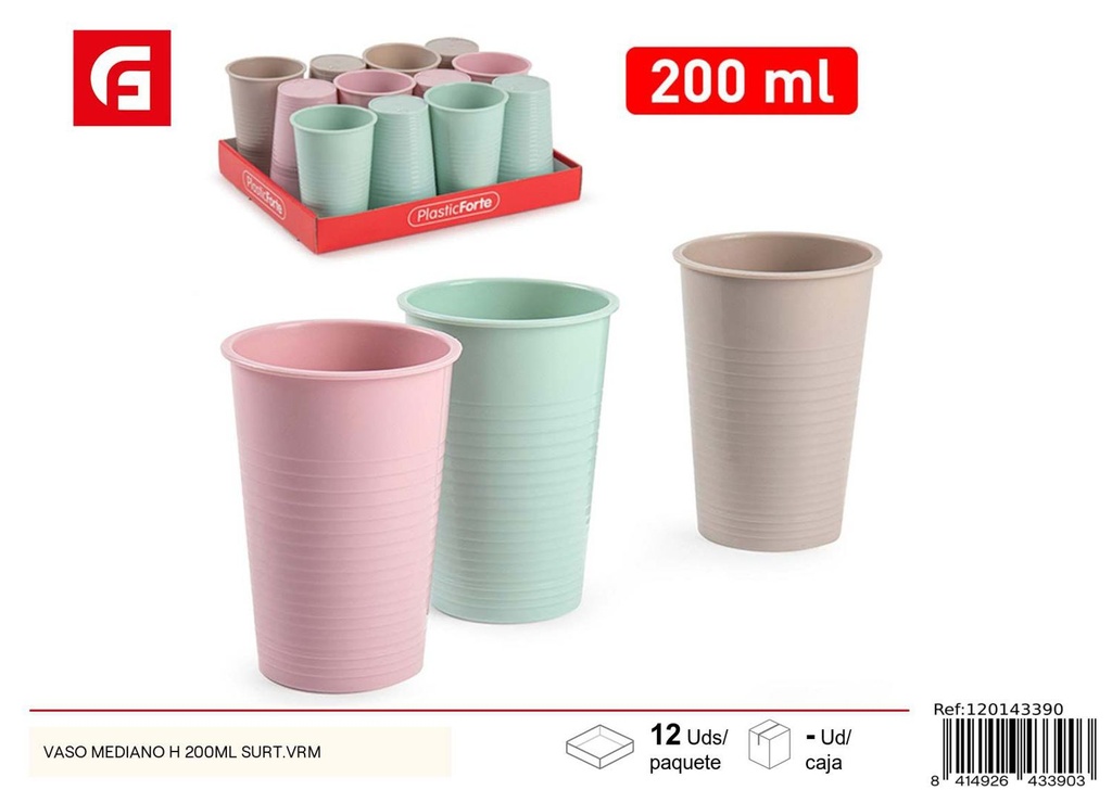 Vaso mediano 200 ml surtido - Vasos de plástico