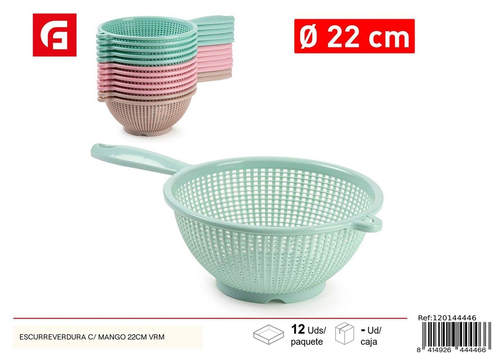 Escurreverduras con mango 22cm verde para cocina