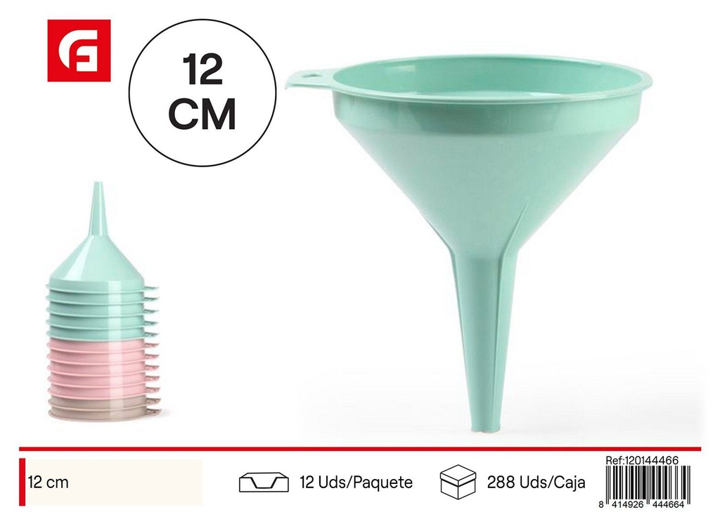 Embudo de plástico 12 cm surtido - Utensilios de cocina