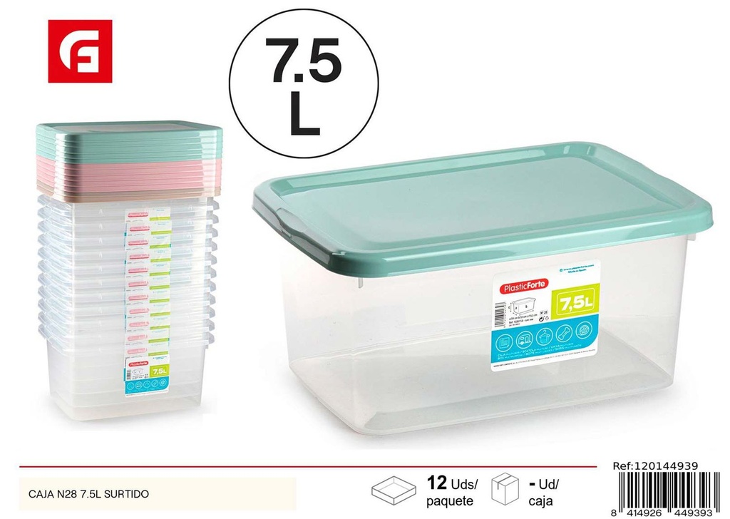 Caja de almacenamiento de plástico N28 7.5L surtido