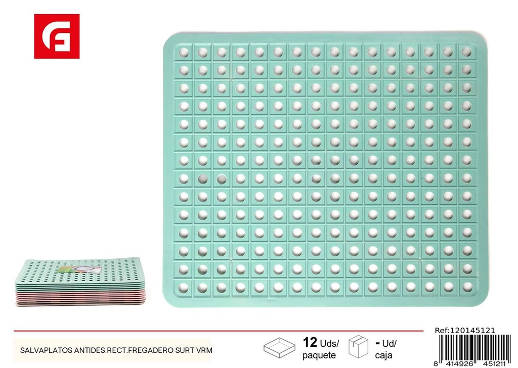 Salvaplatos antideslizante rectangular para fregadero