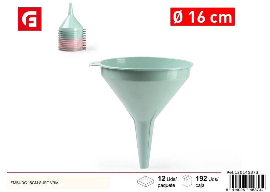 Embudo 16cm surtido para cocina y líquidos